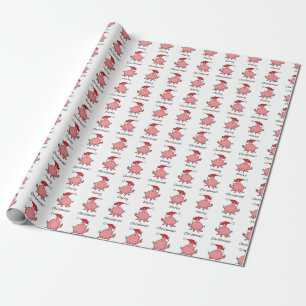 Papel De Regalo Personalizado Piglet Rosa Piggy Red Santa Hat