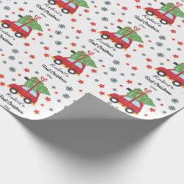 Papel De Regalo Personalizado Primer bebé de Navidad auto y árbol 