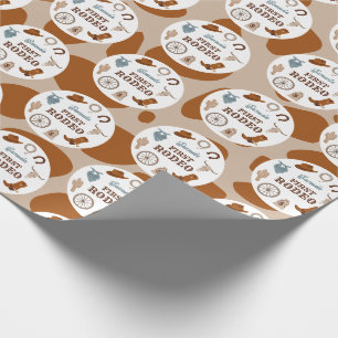 Papel De Regalo Personalizado Primer Rodeo Niño Marrón Occidental 