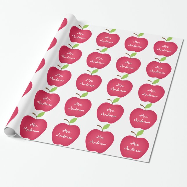 Papel De Regalo Personalizado profesor de la Red Apple (Desenrollado)