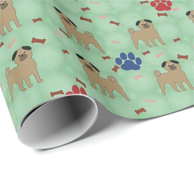 Papel De Regalo Personalizado Pug (Esquina del rollo)