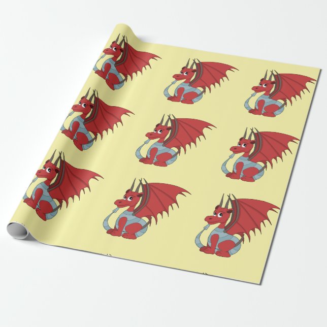 Papel De Regalo Personalizado Red Dragon (Desenrollado)