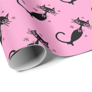 Papel de regalo personalizado Retro Atómico Gato N