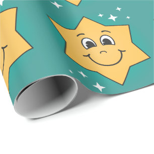 Papel De Regalo Personalizado retro feliz de Star smiley