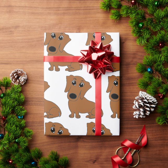Papel De Regalo personalizado rojo dachshund (Regalo de vacaciones)