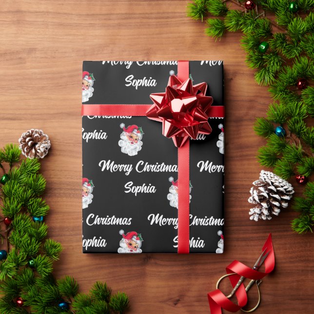 Papel De Regalo Personalizado Santa Claus Nombre Ajuste de regalo (Regalo de vacaciones)
