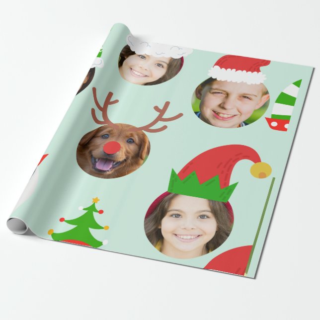 Papel De Regalo Personalizado Seis Navidades de fotografía tripula (Desenrollado)