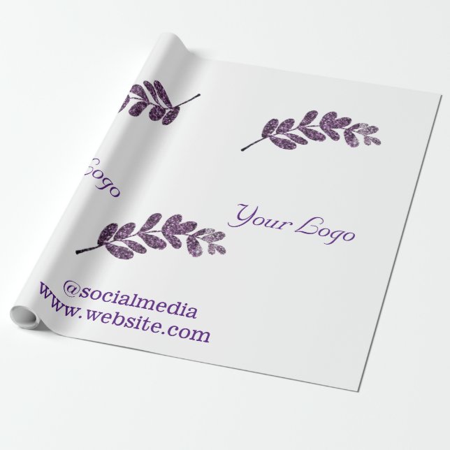 Papel De Regalo personalizado simple hojas negras púrpura azul aña (Desenrollado)