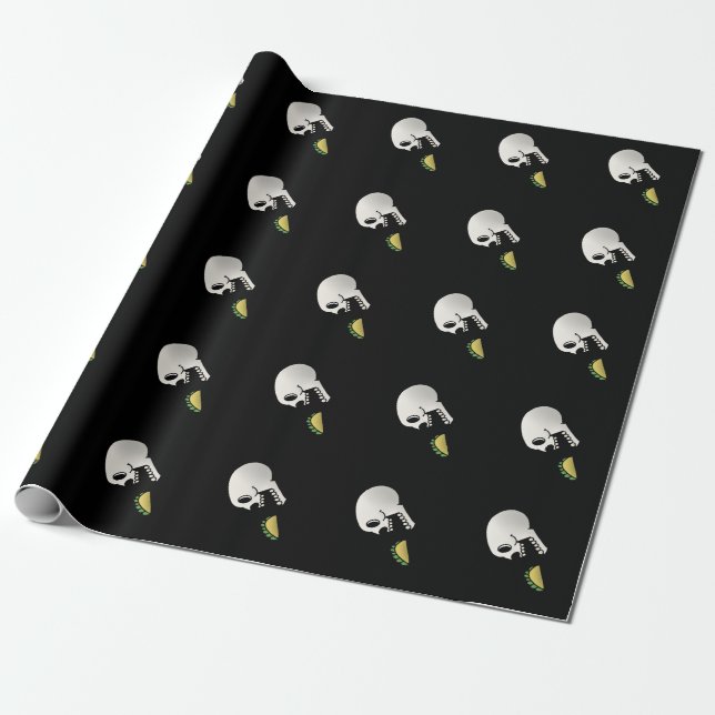 Papel De Regalo Personalizado Skull Eating Taco - DibsOnTacos (Desenrollado)