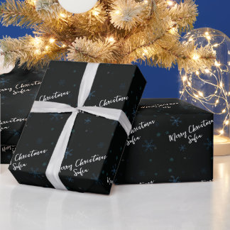 Papel De Regalo Personalizado Snowflakes Feliz nombre de Navidad