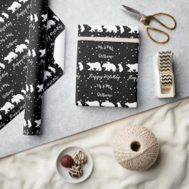 Papel De Regalo Personalizado Sr. y Sra. Cute Polar Bear Family Bl