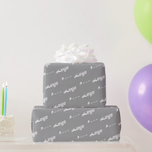 PAPEL DE REGALO PERSONALIZADO SU LOGO MODERNO ELEGANTE GRIS BLANCO