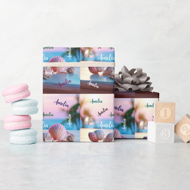 Papel De Regalo Personalizado Summer Beach Elegant (Baby Shower)