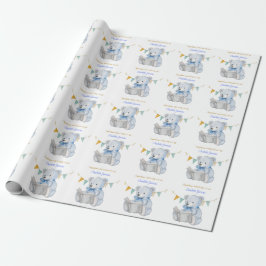 Papel De Regalo Personalizado Teddy Bear leyendo un libro Felicita