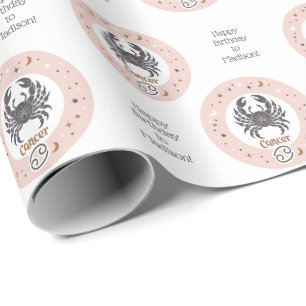 Papel De Regalo Personalizado Texto Cáncer de Rótulo zodiaco