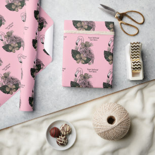 Papel De Regalo Personalizado Texto y color Flamingo rosa
