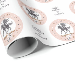 Papel De Regalo Personalizado Texto Zodiac Rótulo Sagittarius