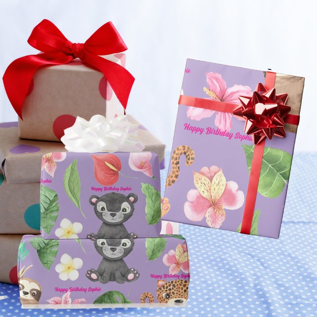 Papel De Regalo Personalizado Textos Bebés Tropicales Niños Cumple (Subido por el creador)