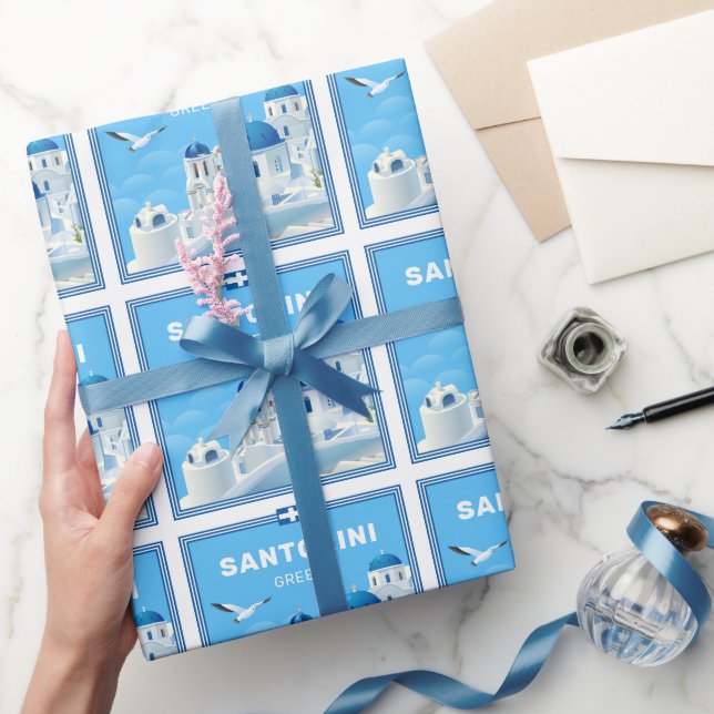 Papel De Regalo Personalizado Textos Santorini Grecia (Regalar)
