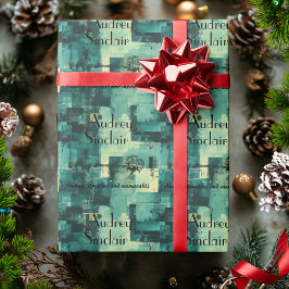 Papel de Regalo Personalizado Verde Abstracto Eleg