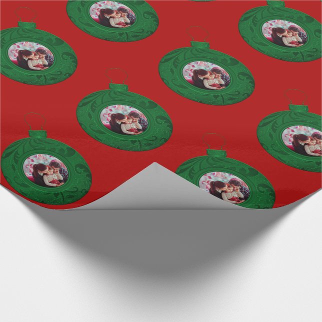 Papel De Regalo Personalizado verde rojo personalizado del navidad (Esquina)