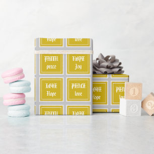Papel De Regalo Personalizado Vintage Golden Peace Love Faith Hope