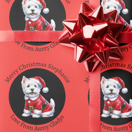 Papel De Regalo Personalizado Westie Red Navidades