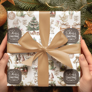 Papel De Regalo Personalizado Winter Wonderland con pájaro y adorn