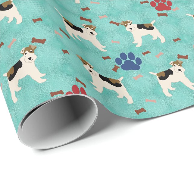 Papel De Regalo Personalizado Wire Fox Terrier (Esquina del rollo)