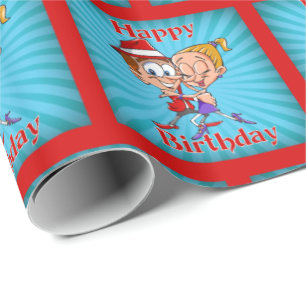 Papel De Regalo Personalizados bailarines felices cumpleaños