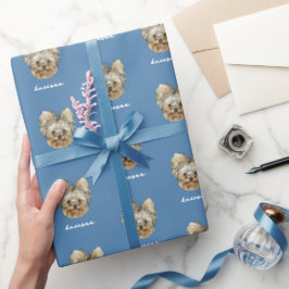 Papel De Regalo ¡Personalízalo! Foto y nombre de mascota Azul