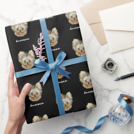 Papel De Regalo ¡Personalízalo! Foto y nombre de mascota Negro