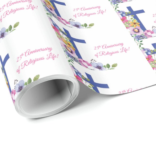 Papel De Regalo Personalizar, 25 Aniversario Nun Vida Religiosa (Esquina del rollo)
