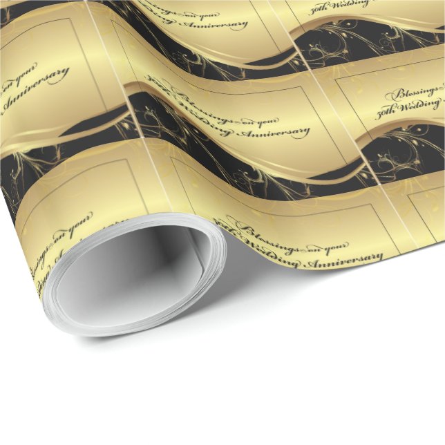 Papel De Regalo Personalizar, 50 aniversario Boda Religioso (Esquina del rollo)