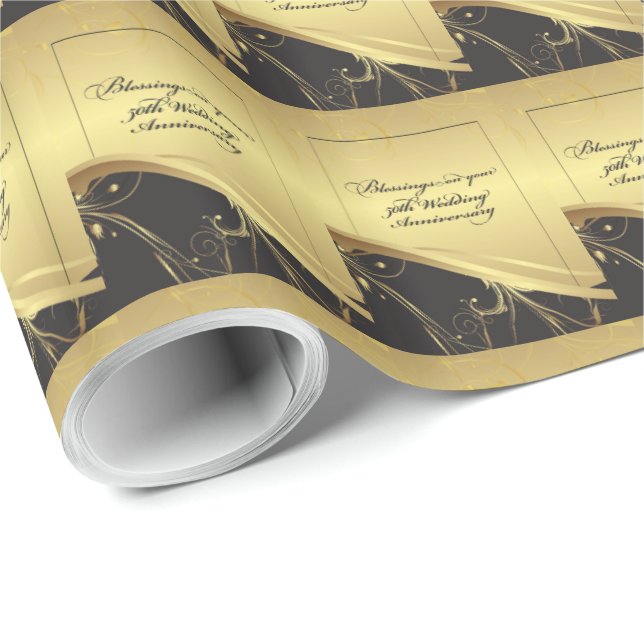 Papel De Regalo Personalizar, 50 aniversario Boda Religioso (Esquina del rollo)