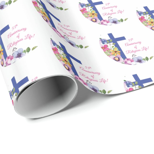 Papel De Regalo Personalizar, 55 Aniversario Nun Vida Religiosa (Esquina del rollo)