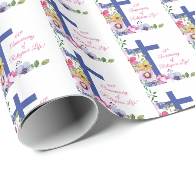 Papel De Regalo Personalizar, 60 Aniversario Nun Vida Religiosa (Esquina del rollo)