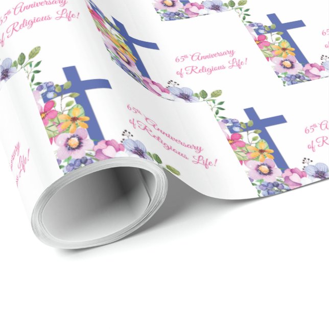 Papel De Regalo Personalizar, 65 Aniversario Nun Vida Religiosa (Esquina del rollo)