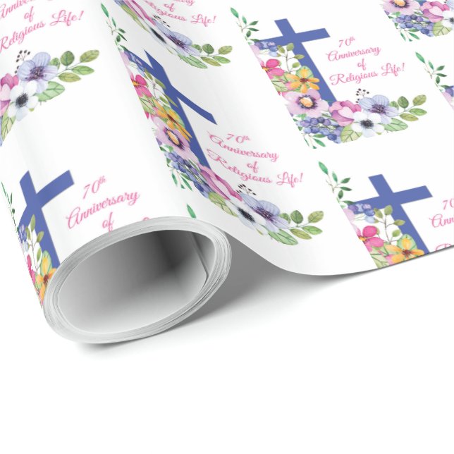 Papel De Regalo Personalizar, 70 Aniversario Nun Vida Religiosa (Esquina del rollo)