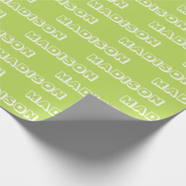 Papel De Regalo Personalizar con nombre, color verde de la lima de