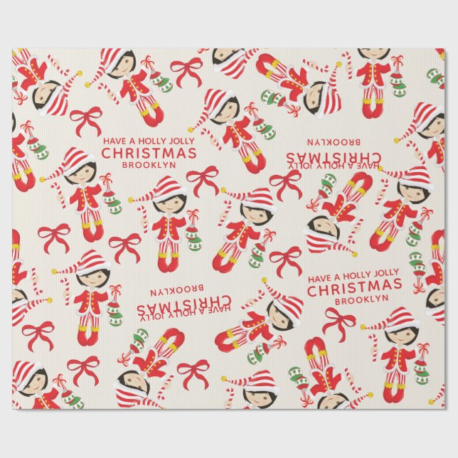 Papel De Regalo Personalizar el elfo Chica asiático (Superficie plana)