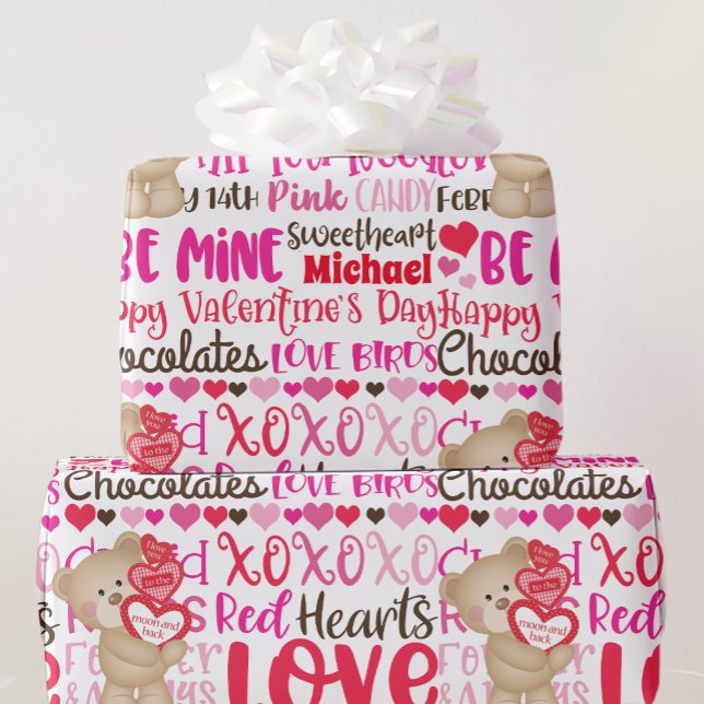 Papel De Regalo Personalizar el nombre Día de San Valentín Teddy B (Subido por el creador)