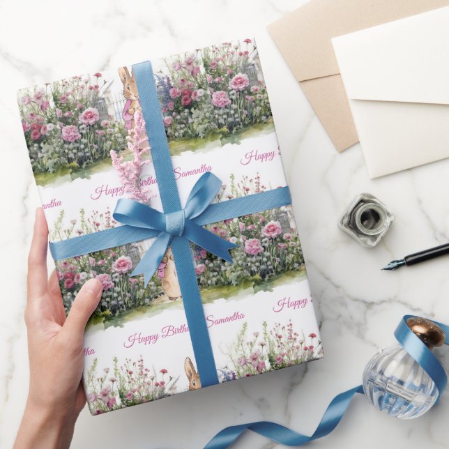 Papel De Regalo Personalizar el nombre Peter the Rabbit Pink Jacke (Regalar)