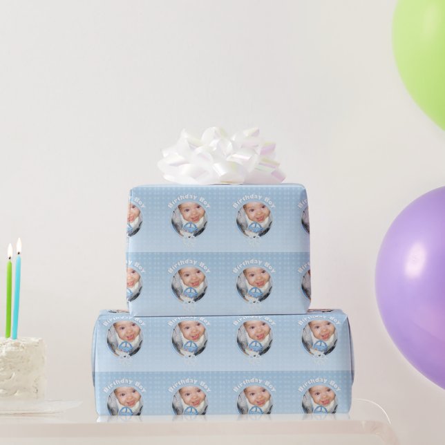 Papel De Regalo Personalizar Nacimiento Niño Foto Invierno Onederl (Regalos de fiesta)