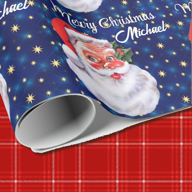 Papel De Regalo Personalizar Navidades de nombres Santa Claus Blue (Subido por el creador)