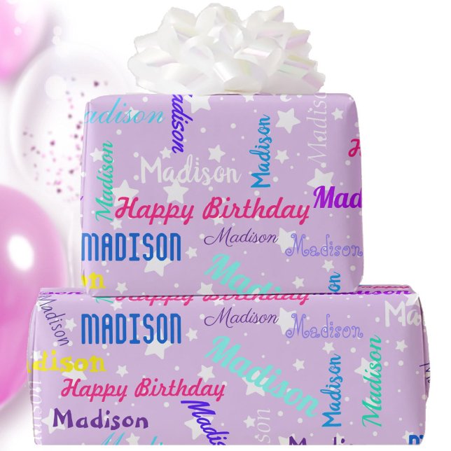 Papel De Regalo Personalizar nombre colorido fiesta de cumpleaños  (Subido por el creador)