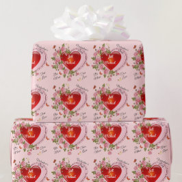 Papel De Regalo Personalizar nombres El día de San Valentín Rosas 