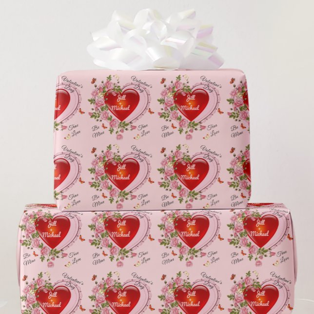 Papel De Regalo Personalizar nombres El día de San Valentín Rosas  (Subido por el creador)