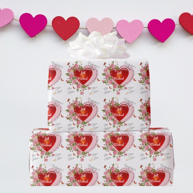 Papel De Regalo Personalizar nombres El día de San Valentín Rosas  (Subido por el creador)