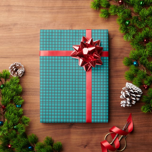 Papel De Regalo Personalizar Su Texto Comprobación Verde azulada E (Regalo de vacaciones)